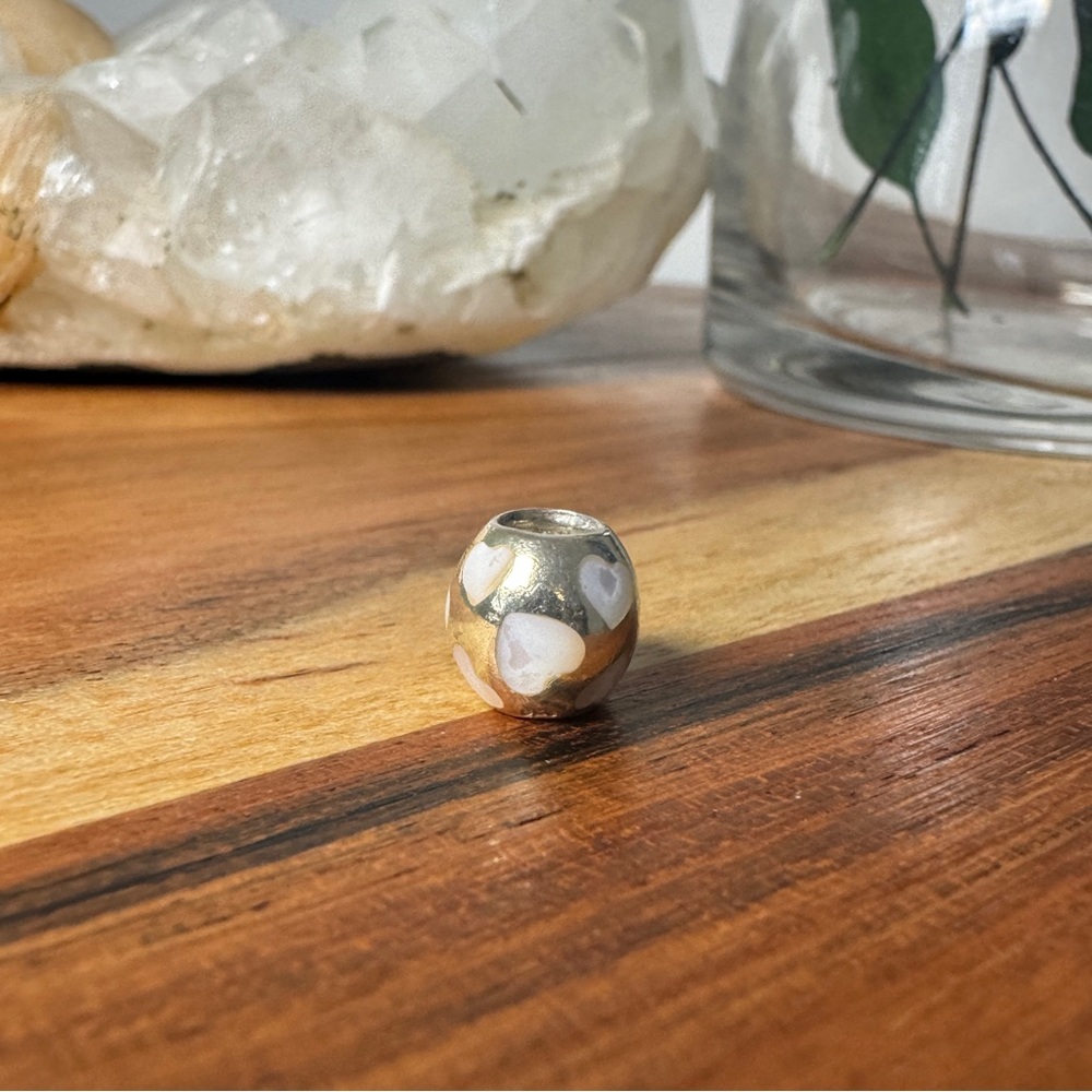 Pandora Authentic Silver and Mother of Pearl Love Me Charm Bead